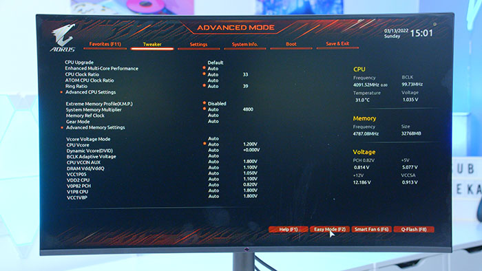 AORUS Master BIOS Overclocking Settings