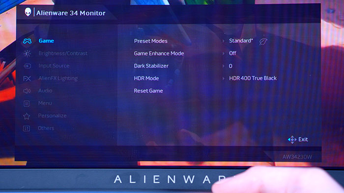 Alienware 34 Monitor - Game Settings