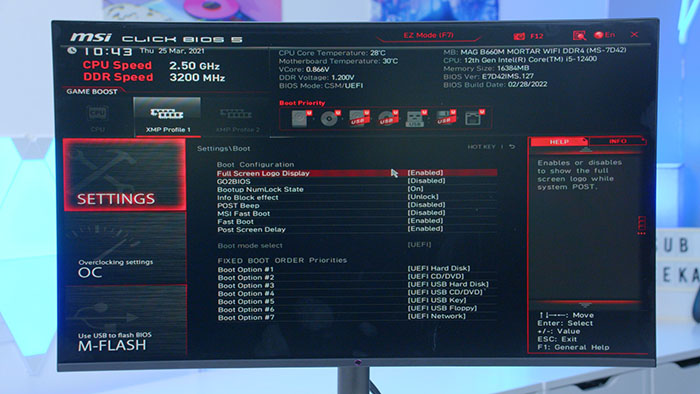 MSI Mortar BIOS Boot Options