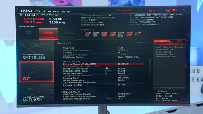 MSI Mortar BIOS Memory Overclocking