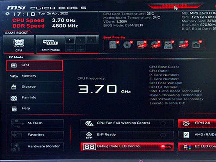 MSI EZ Mode BIOS