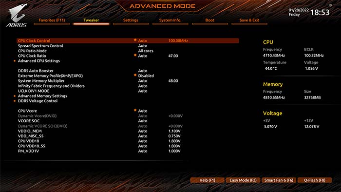 Gigabyte X670 Advanced Mode