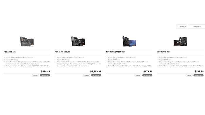 MSI X670 Motherboards Pricing