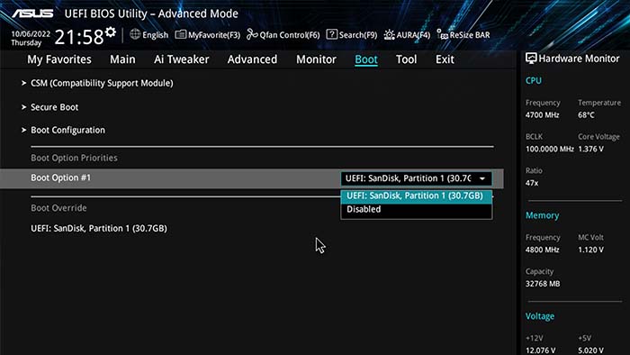 ASUS Prime X670E Boot Mode BIOS