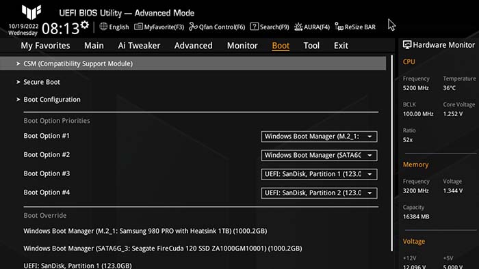 ASUS TUF Z790 Boot Priorities