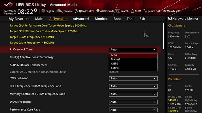 ASUS Z790 HERO XMP & AI Overclock