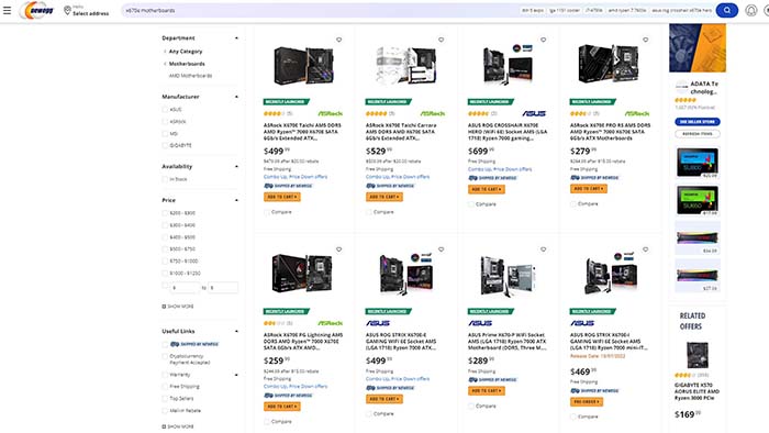 Newegg X670E Motherboards