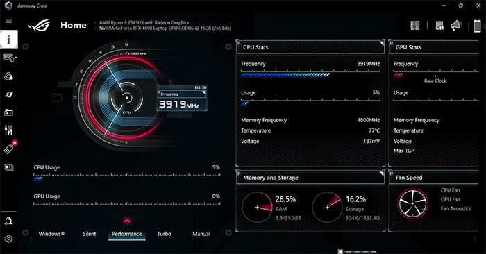 ASUS ROG STRIX Scar 17 Armoury Crate screenshot