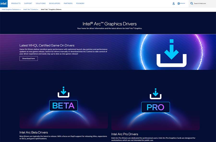 Intel ARC Control GPU drivers