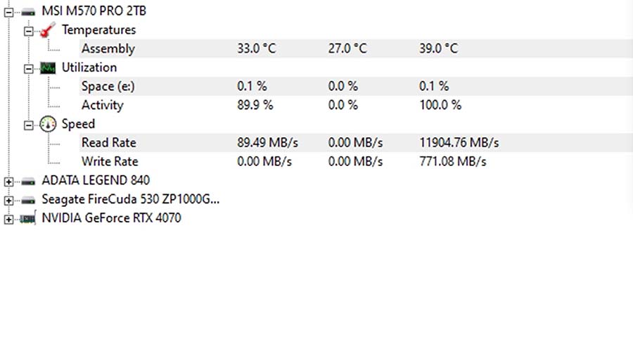 MPI_MSI Spatium M570 PRO FROZR Thermals