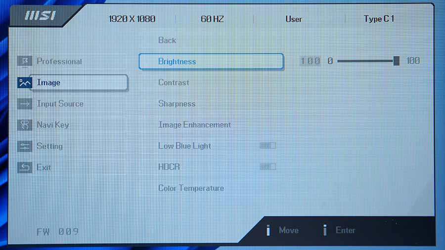 MPI_PRO MP161 E2 OSD Image Tab