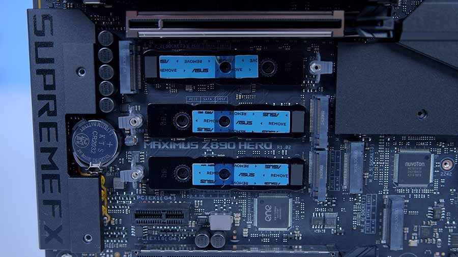 MPI_ASUS Z890 MAXIMUS HERO WiFi SSD Slots Closeup