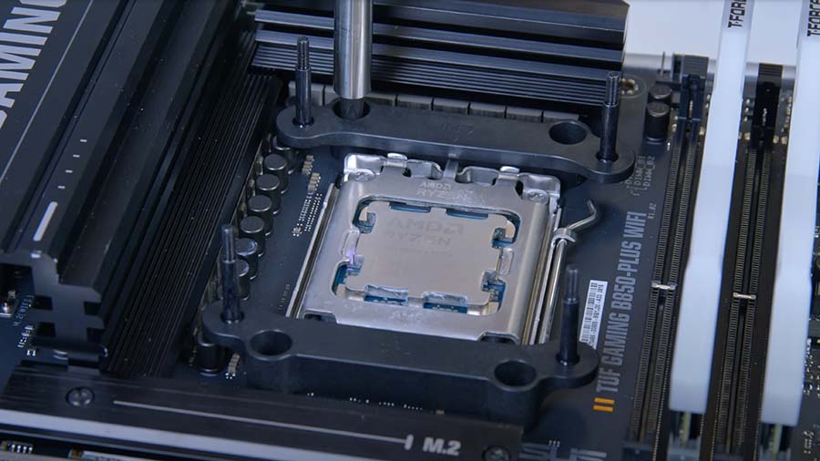 MPI_APNX C1 + ASUS 9070 XT CPU Cooler Brackets Screwed Down