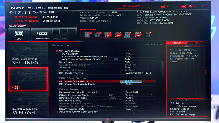 MSI BIOS CPU Overclocking