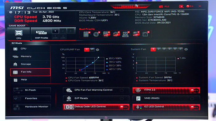 MSI BIOS Fan Info