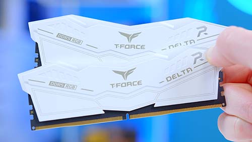 PI_T-Force Delta RGB DDR5 32GB White DIMMs in Hand