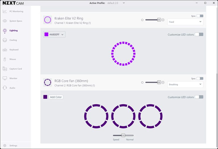 NZXT Kraken Elite 360 RGB V2 Cooler Review GeekaWhat MPI NZXT CAM Software NZXT Kraken Elite 360 RGB V2 2024 Fans 768x526 