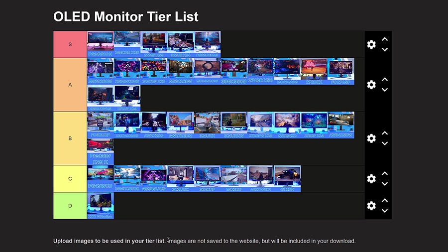 OLED gaming monitor tier list